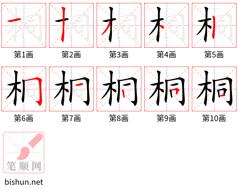 桐 笔顺规范