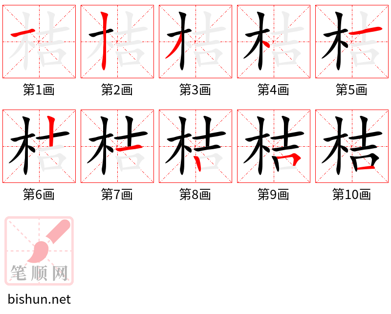 桔 笔顺规范