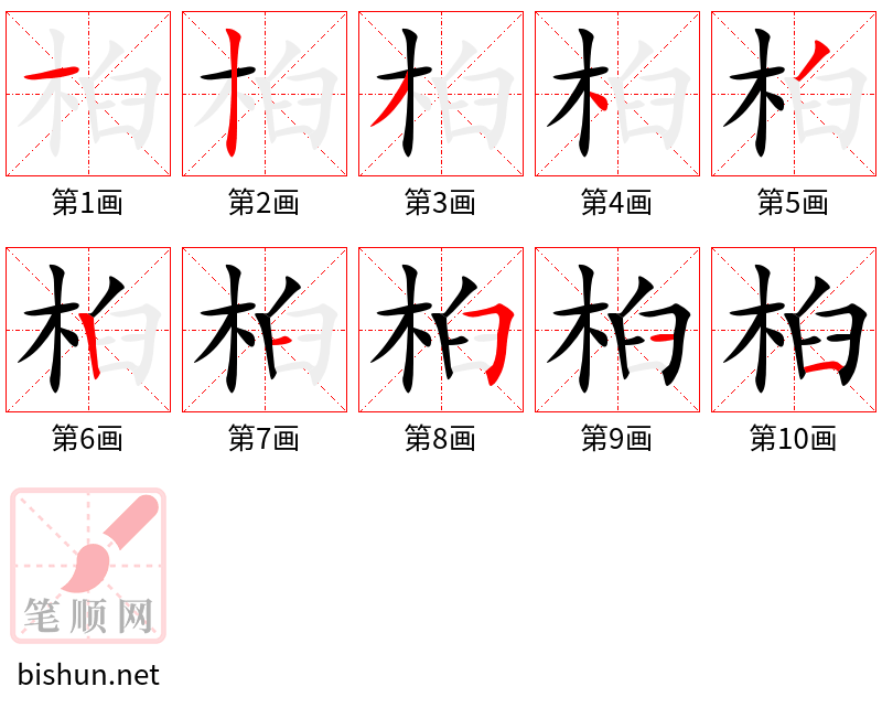 桕 笔顺规范