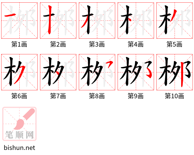 桞 笔顺规范