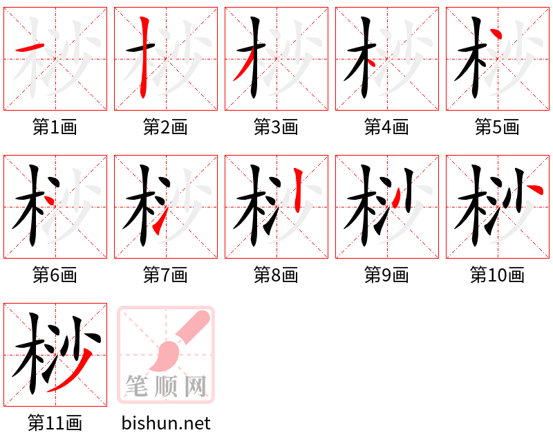 桫 笔顺规范