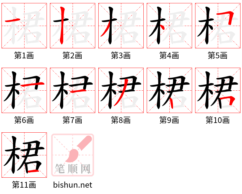 桾 笔顺规范