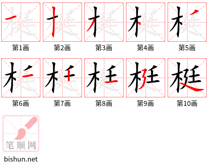 梃 笔顺规范