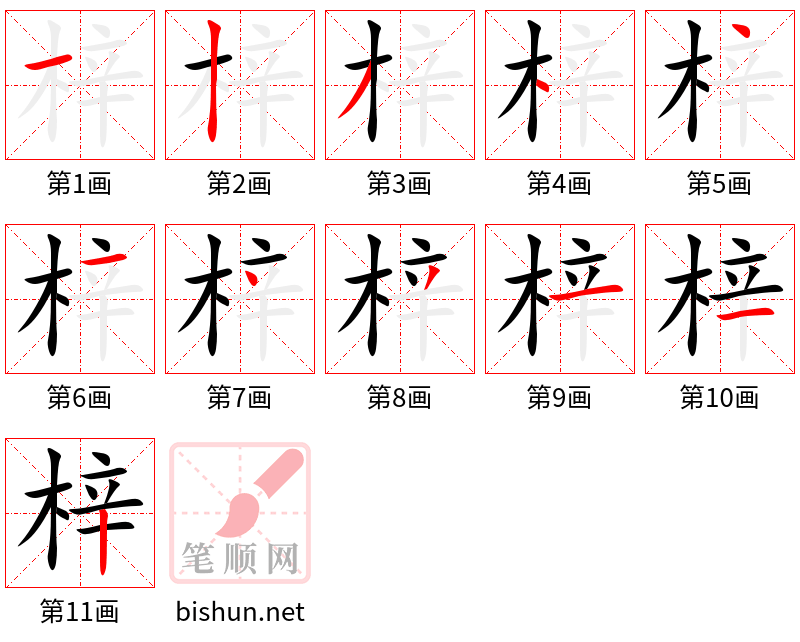 梓 笔顺规范