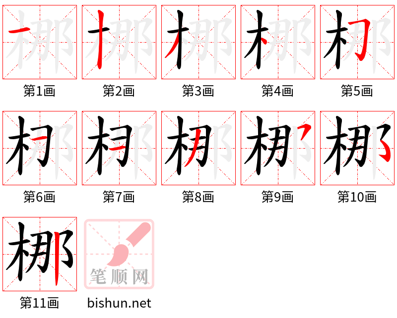 梛 笔顺规范