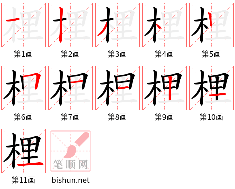 梩 笔顺规范