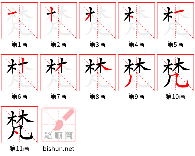 梵 笔顺规范