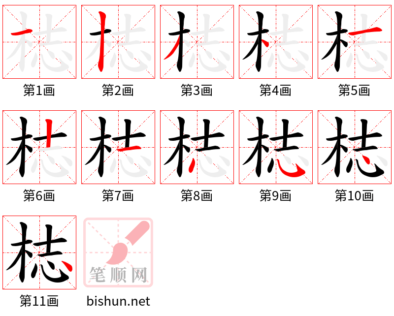 梽 笔顺规范