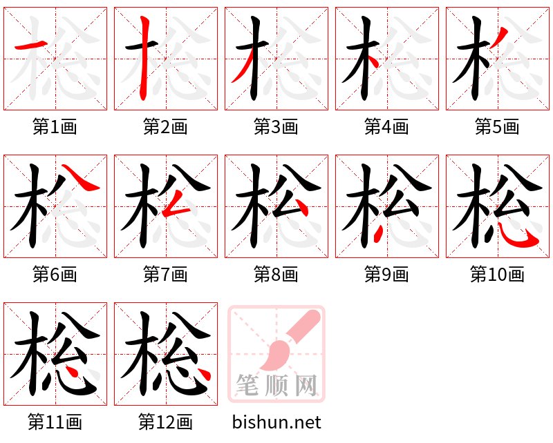 棇 笔顺规范