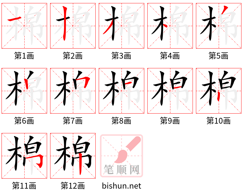 棉 笔顺规范