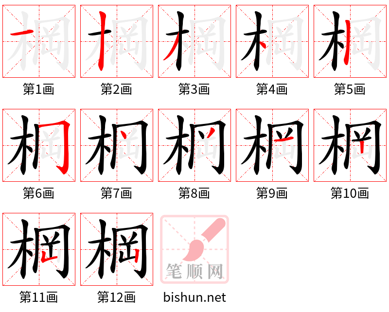 棡 笔顺规范