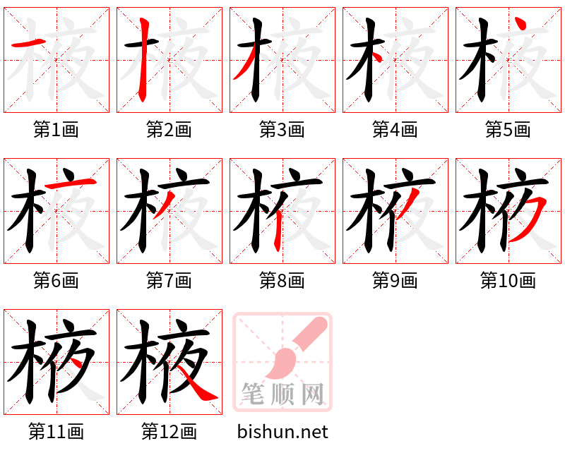 棭 笔顺规范