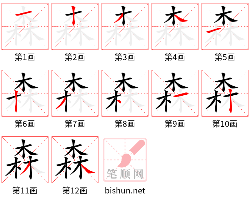 森 笔顺规范