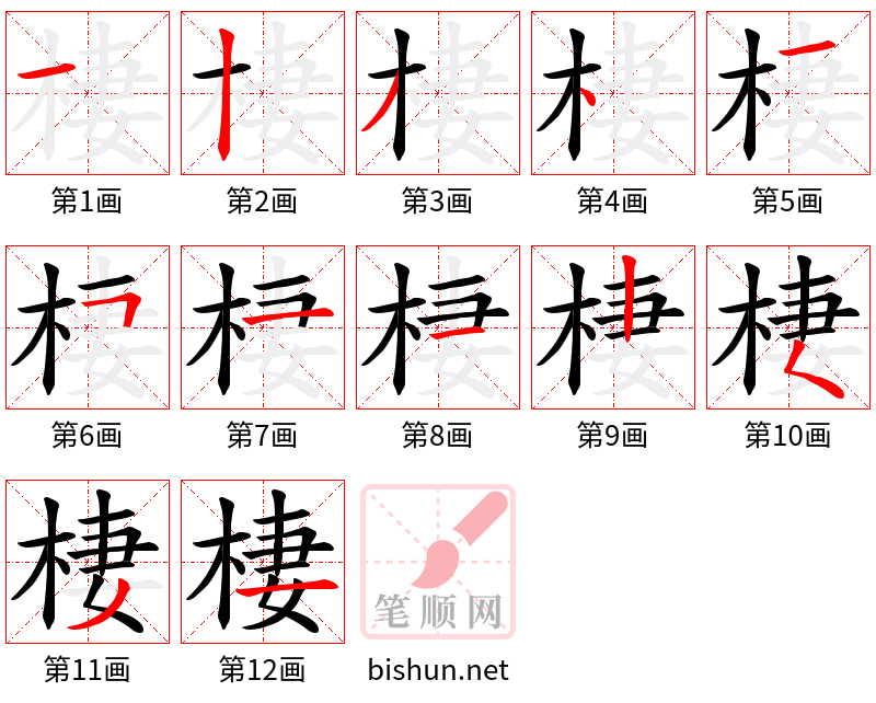 棲 笔顺规范