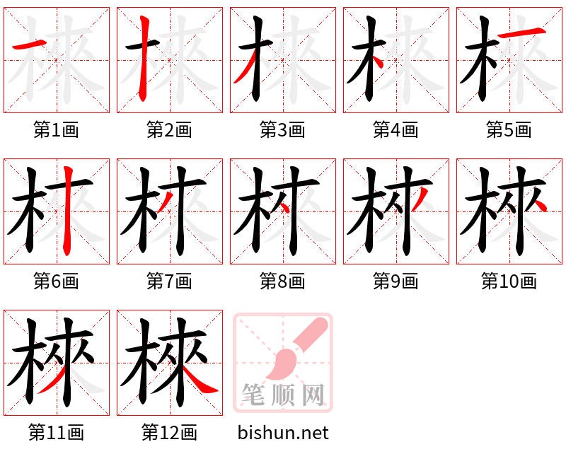 棶 笔顺规范