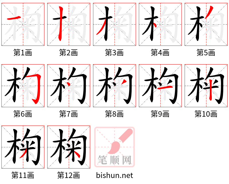 椈 笔顺规范