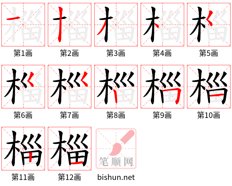 椔 笔顺规范