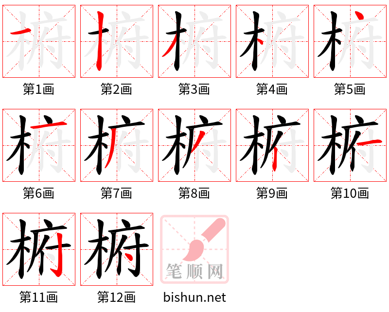 椨 笔顺规范