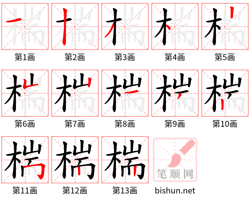 椯 笔顺规范