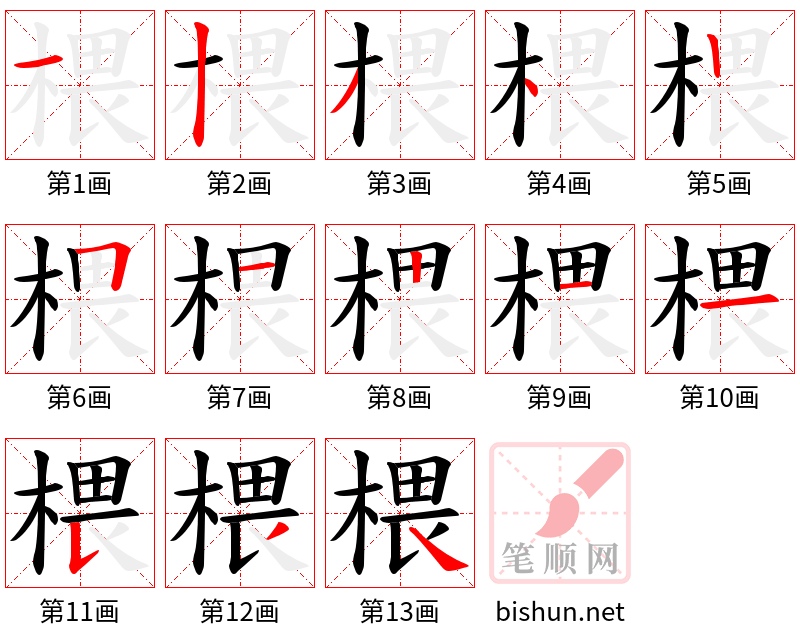 椳 笔顺规范