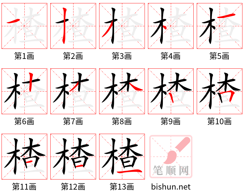 楂 笔顺规范