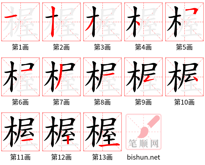 楃 笔顺规范