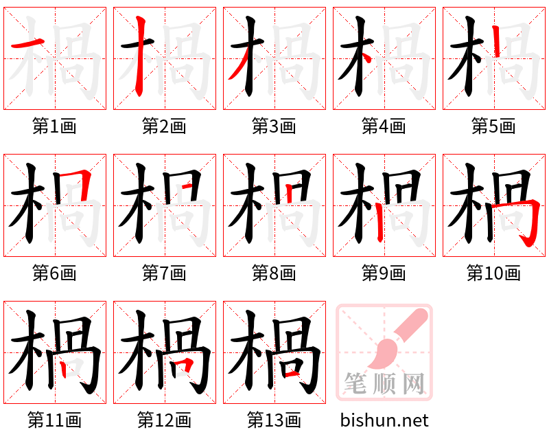 楇 笔顺规范