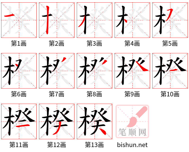 楑 笔顺规范