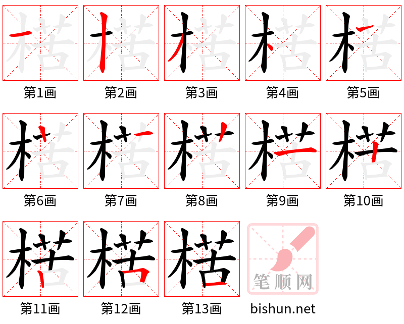 楛 笔顺规范