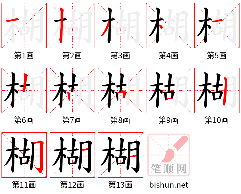 楜 笔顺规范