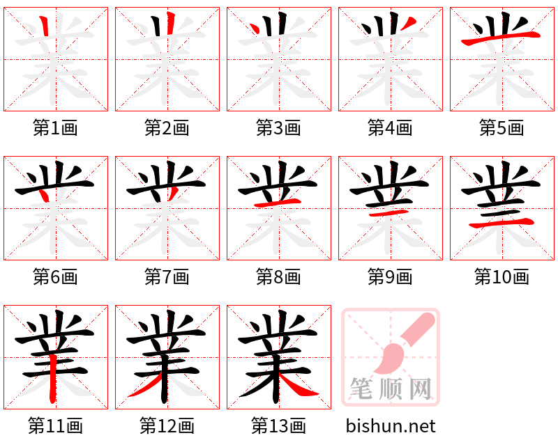 業 笔顺规范