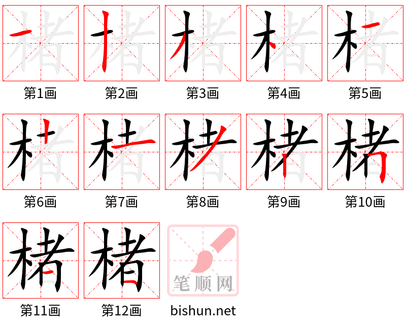 楮 笔顺规范