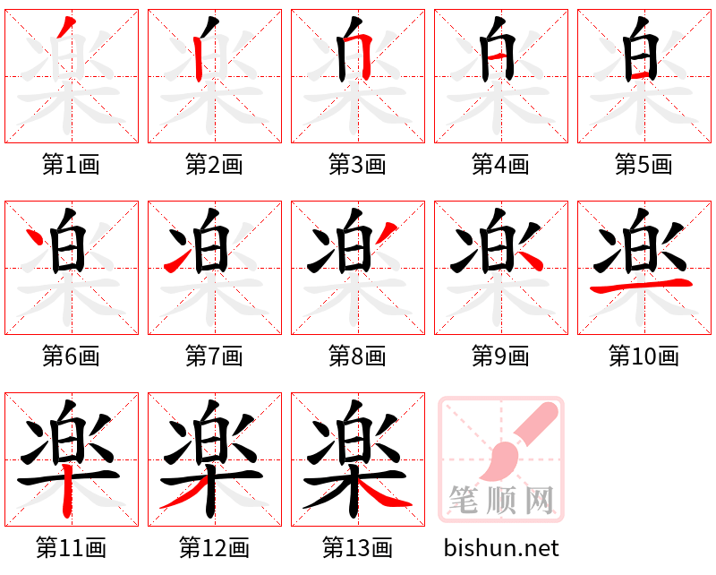 楽 笔顺规范