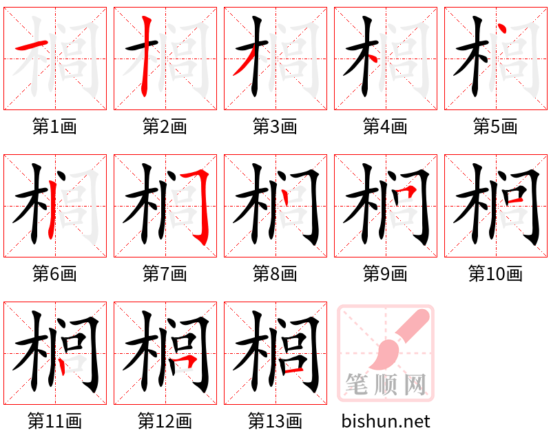 榈 笔顺规范