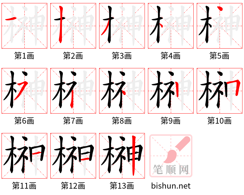 榊 笔顺规范