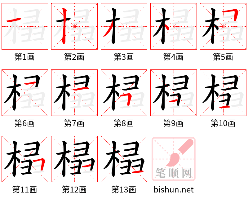 榋 笔顺规范