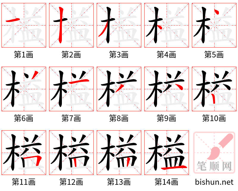 榏 笔顺规范