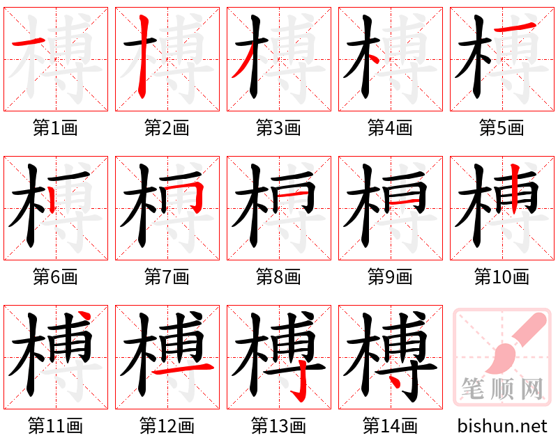 榑 笔顺规范