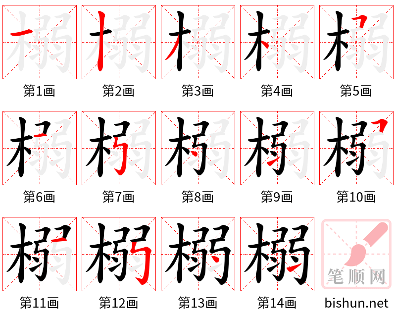 榒 笔顺规范