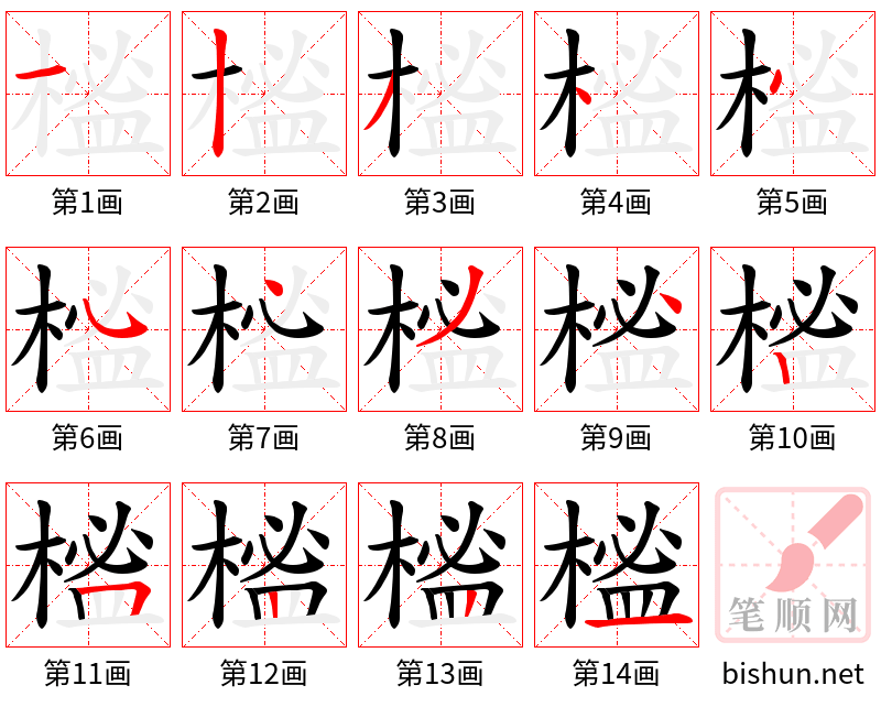 榓 笔顺规范