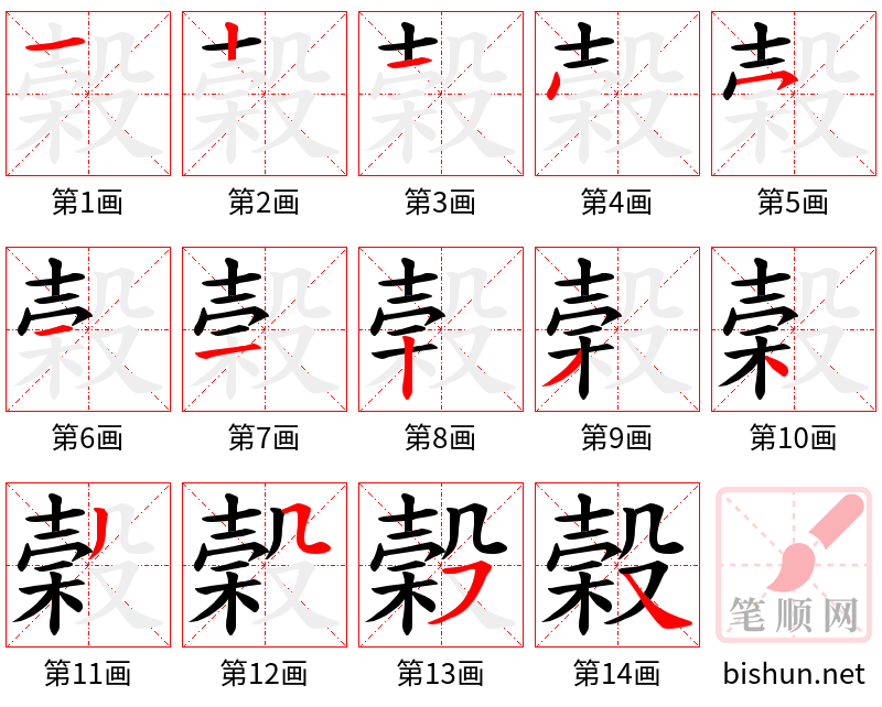 榖 笔顺规范