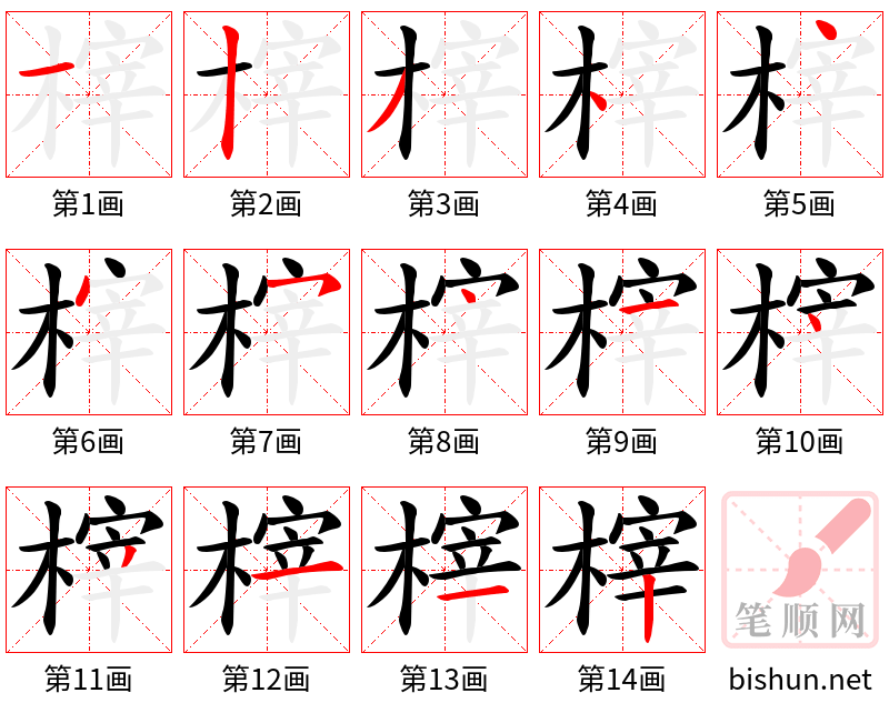 榟 笔顺规范