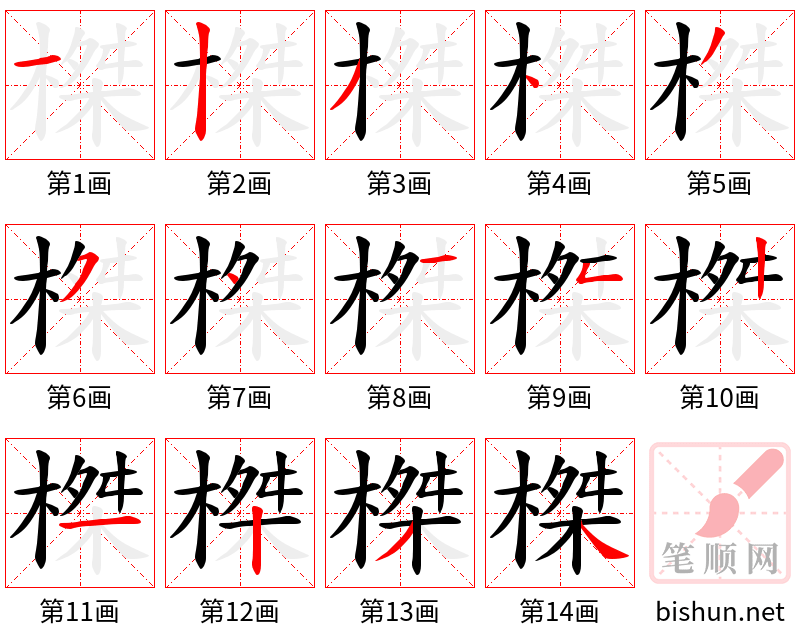 榤 笔顺规范