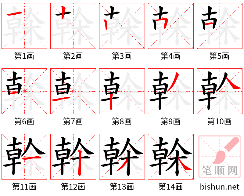 榦 笔顺规范