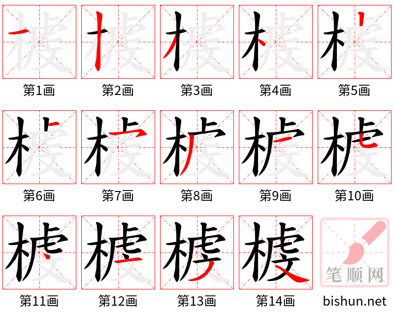 榩 笔顺规范