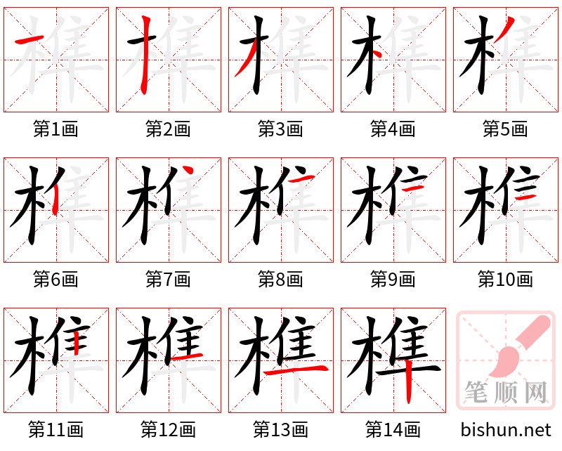 榫 笔顺规范