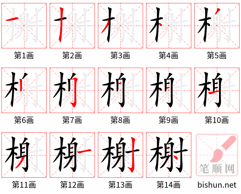 榭 笔顺规范