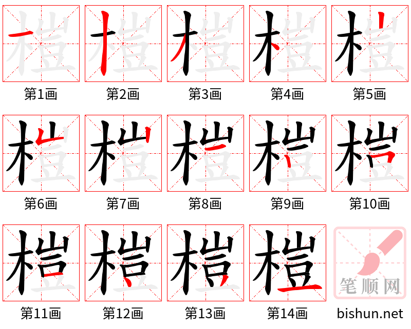 榿 笔顺规范