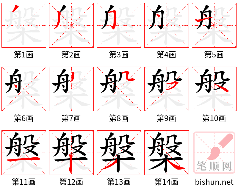 槃 笔顺规范