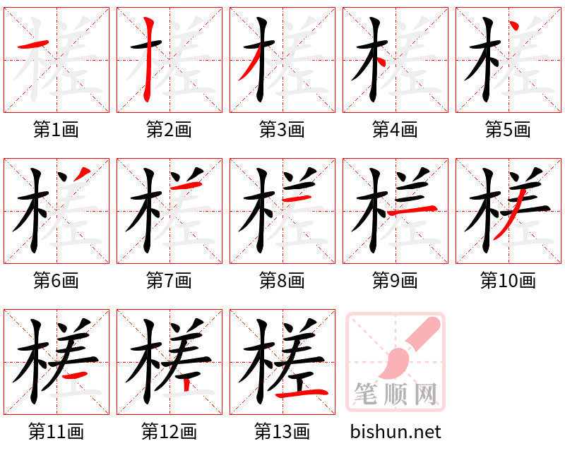 槎 笔顺规范